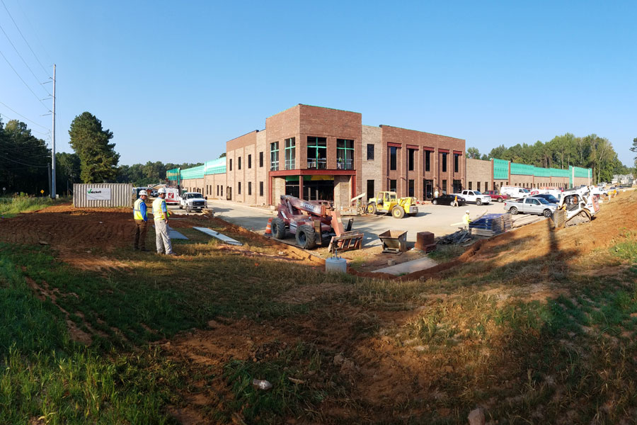 Commercial landscape installation in progress by A Abby Group in Metro Atlanta.